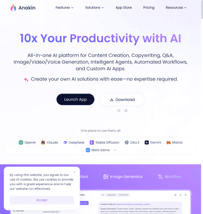 Anakin AI main interface screenshot