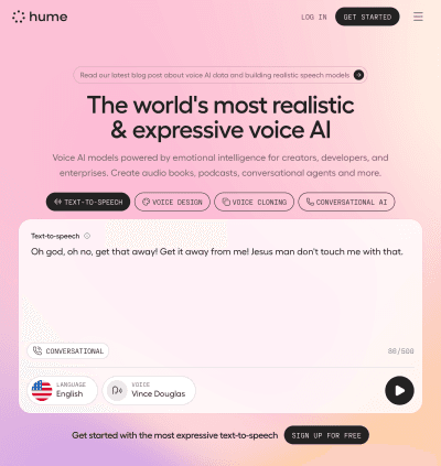 Hume AI main interface screenshot